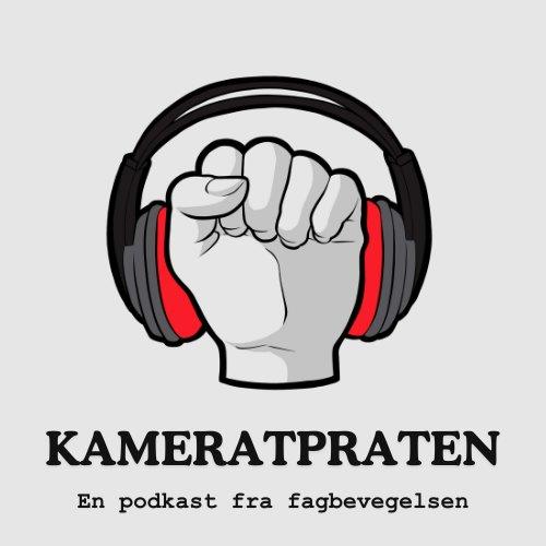 Logo til Kameratpraten, en knyttet hånd med høretelefoner over. Teksten under: Kameratpraten - en podkast fra fagbevegelsen