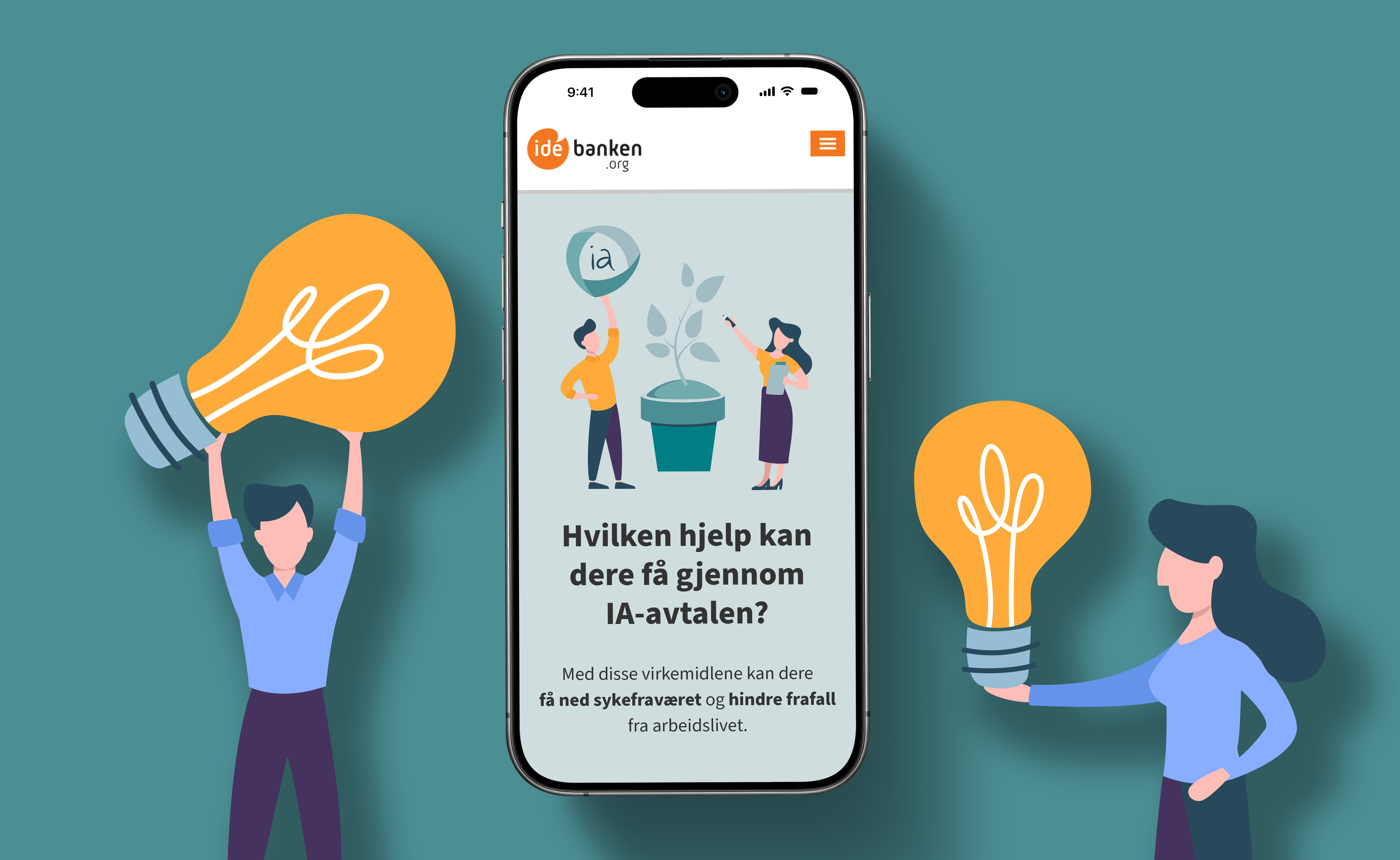 Illustrasjon av IA-pakka på mobiltelefon. 