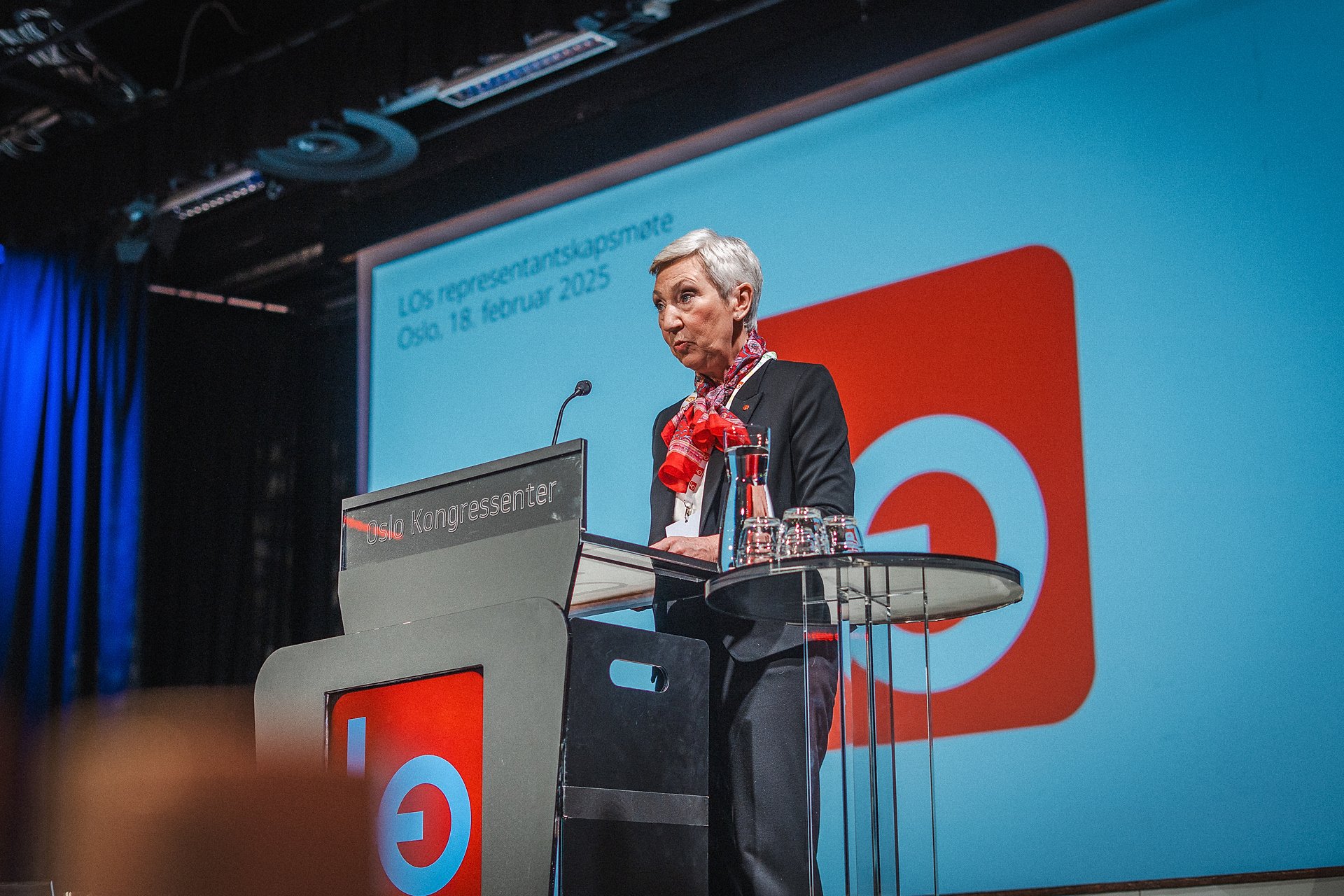 LO-leder Peggy Hessen Følsvik. Foto.