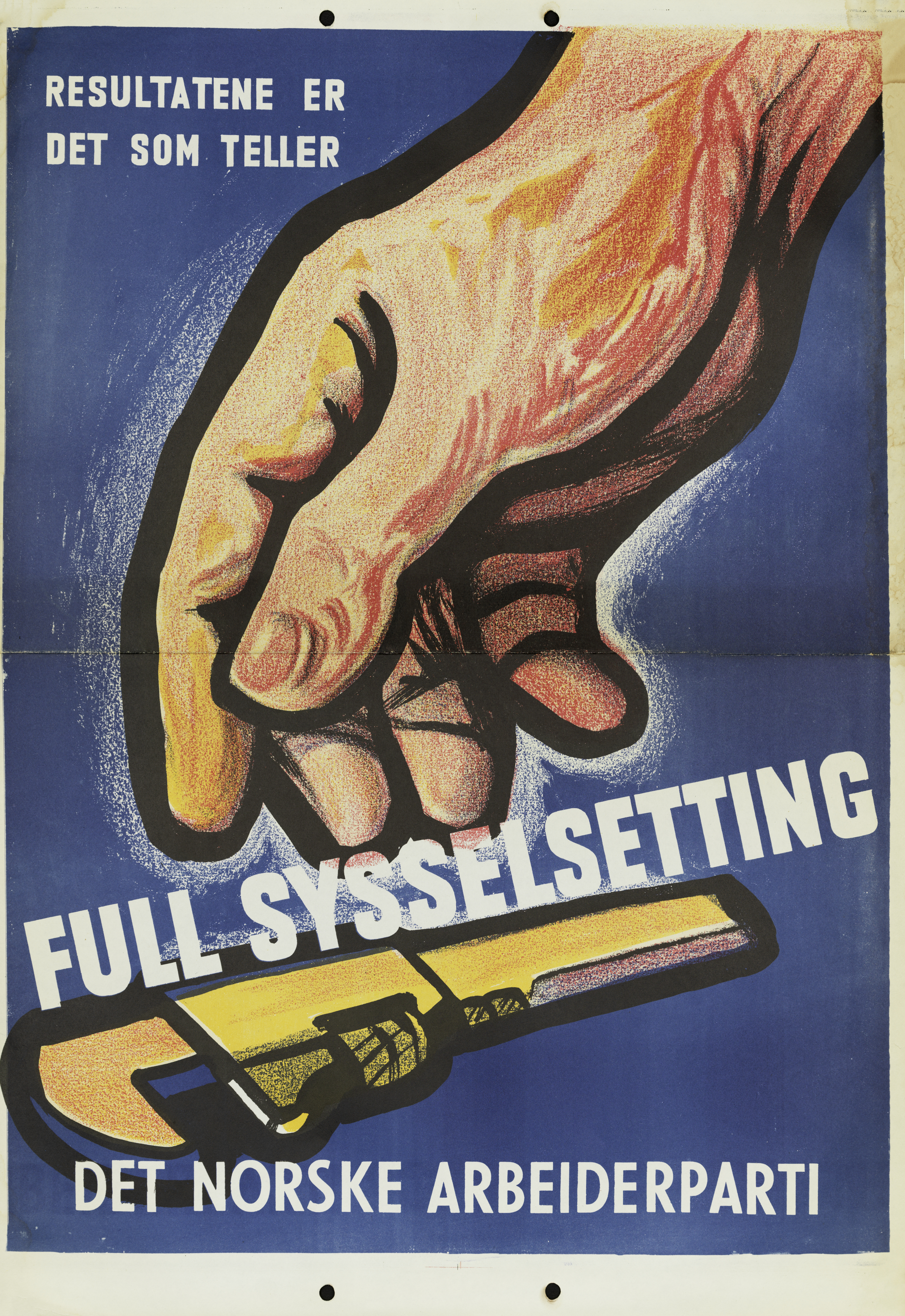 Plakat med teksten "full sysselsetting. illustrasjon.