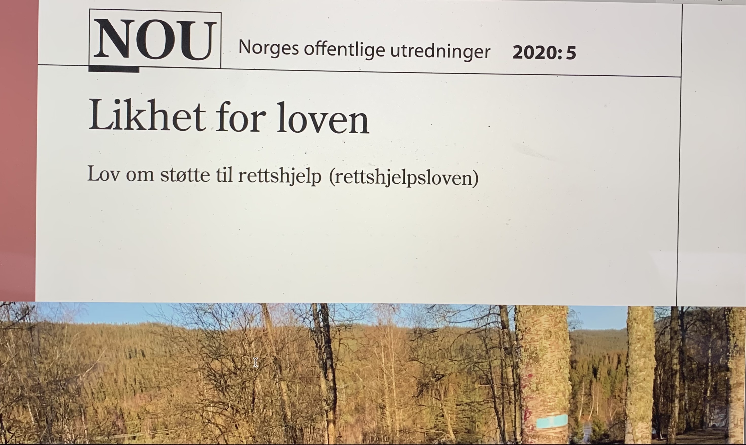 Bilde av forsiden NOU 2020:5 Likhet for loven