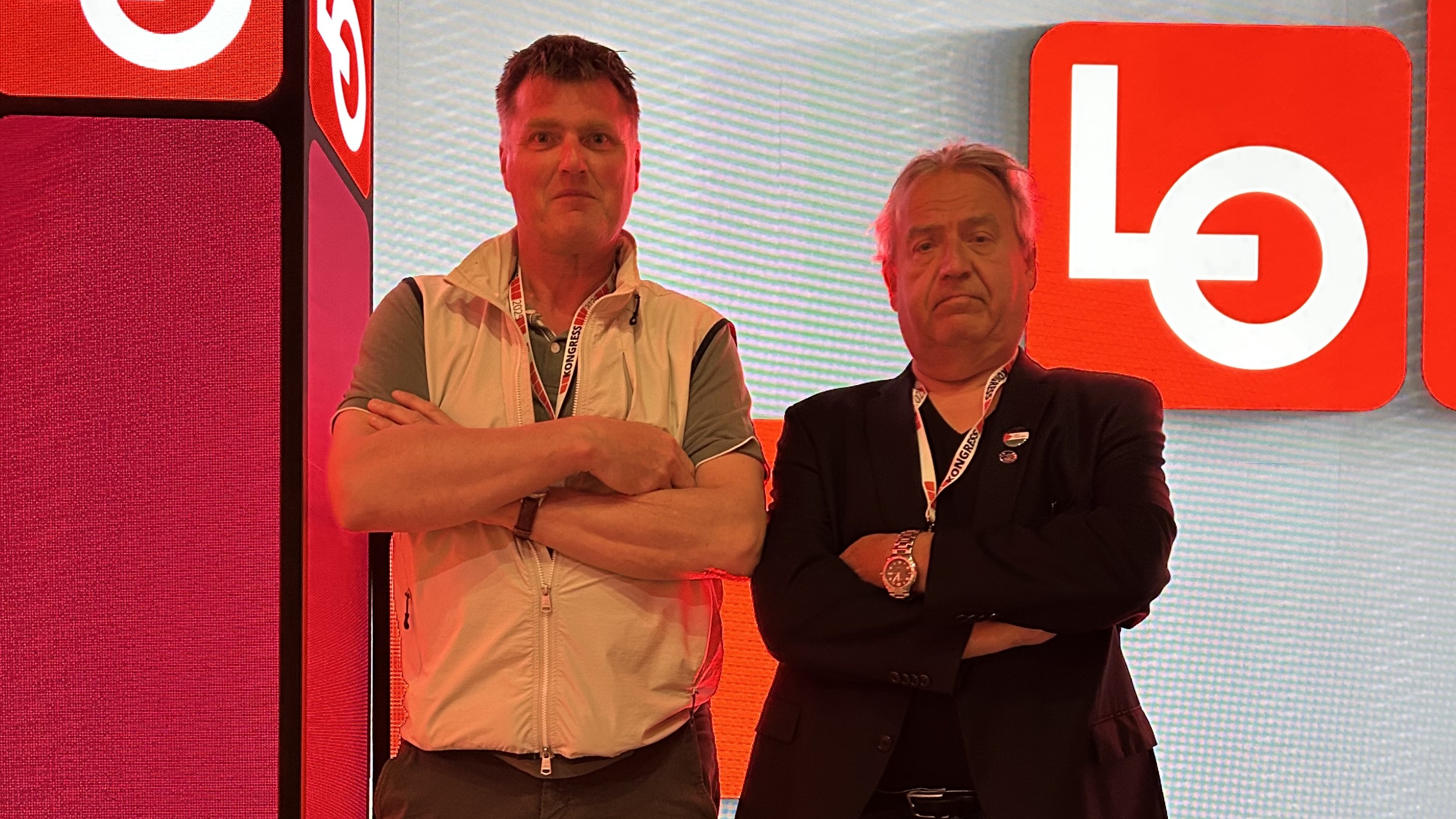 Bilde av Geir og Rolf på LO-kongress.