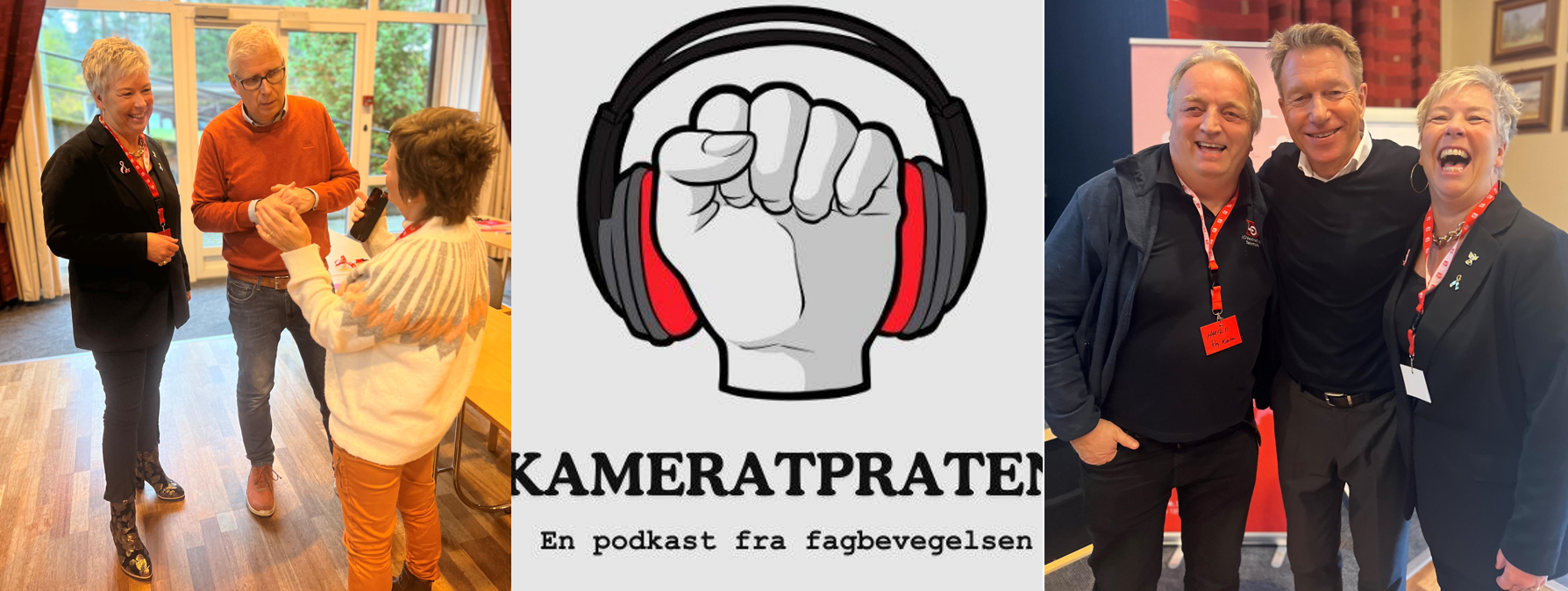 Bildet viser flere personer som intervjues i Kameratpraten