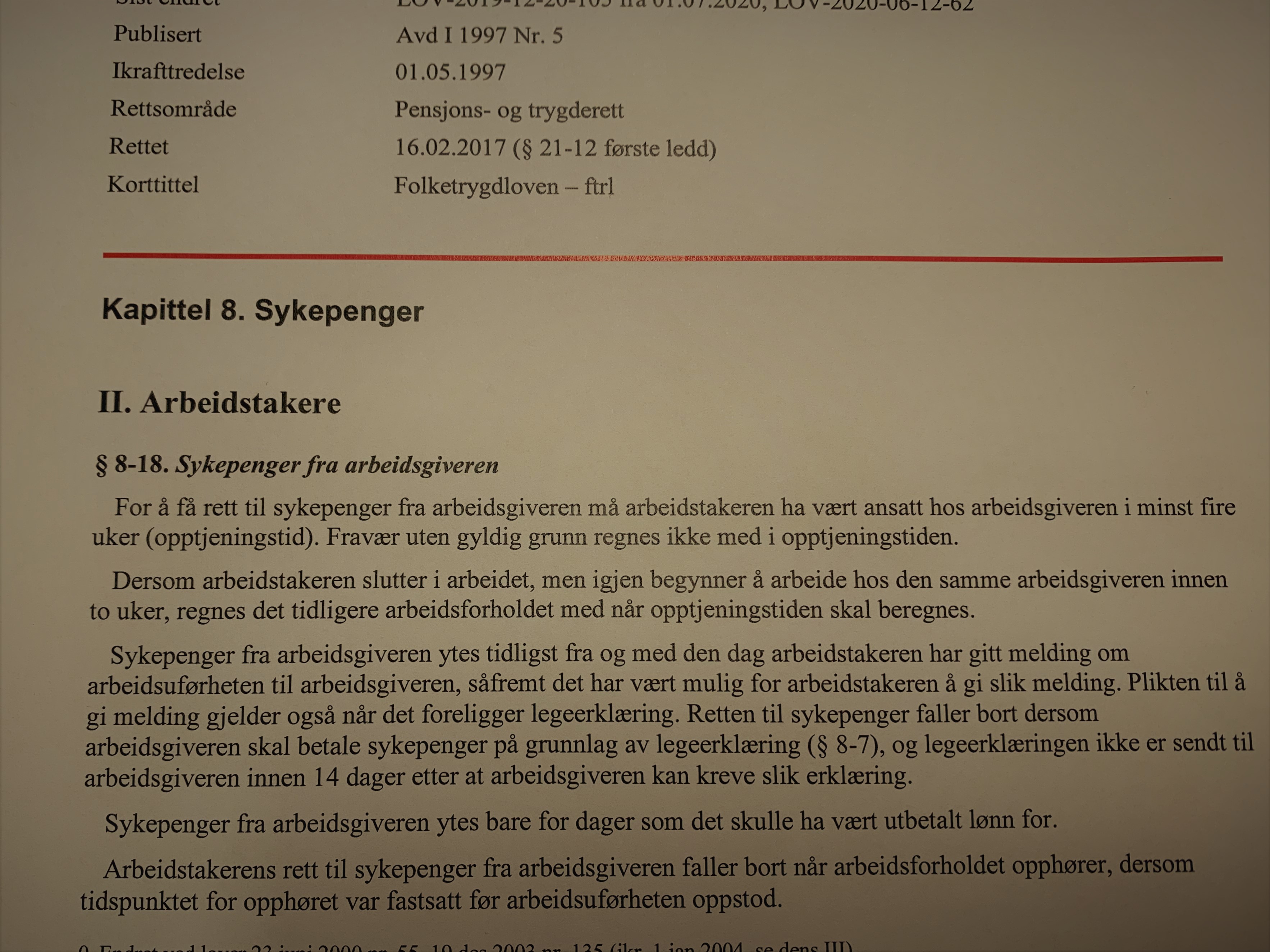 Utsnitt av ftrl § 8-18