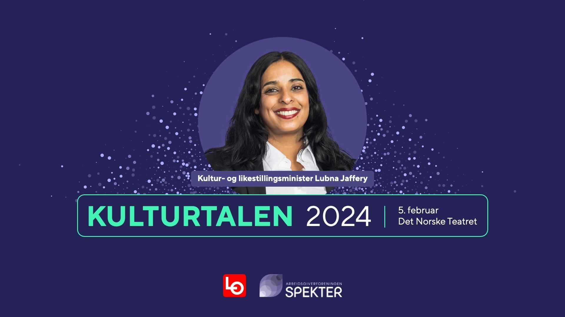 Banner til kulturtalen med kulturministeren.