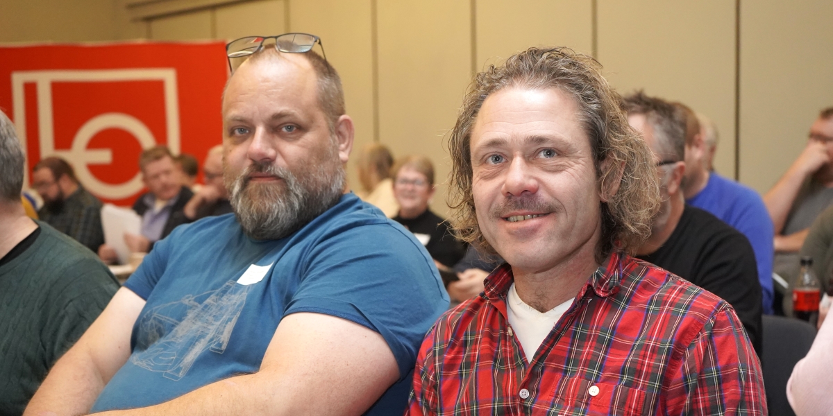 Portrett av Glenn og Trond-Einar i LO Innlandets regionkonferanse november 2023