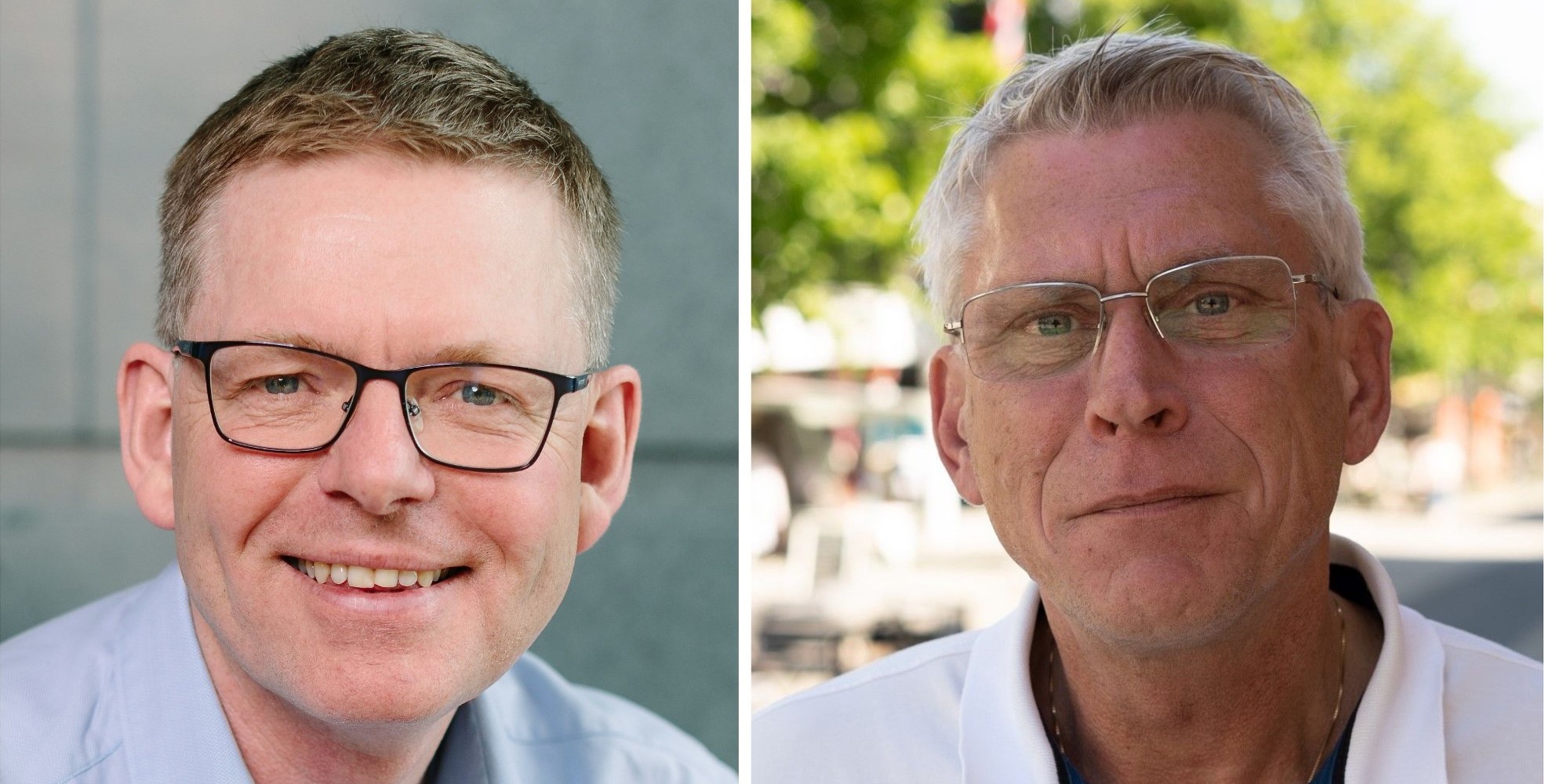 Portrett av Jon Kristiansen og Iver Erling Støen, sammensatt bilde av to separate portrett.